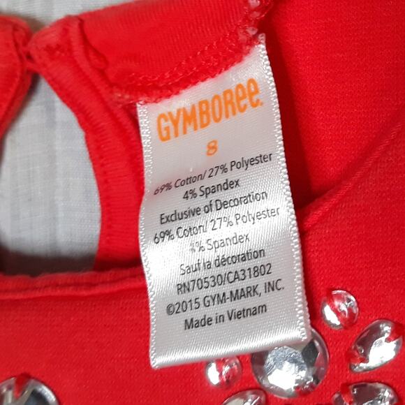 Gymboree Girls 8 Dress Drop Waist Red Orange Rhinestone Neck Line - Picture 5 of 5